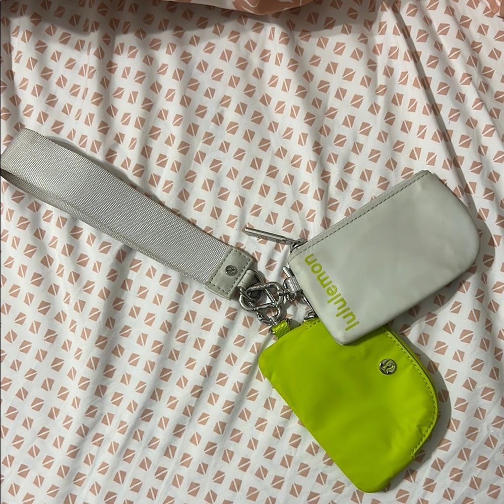 Lululemon Gray and Neon Green Wristlet Wallets